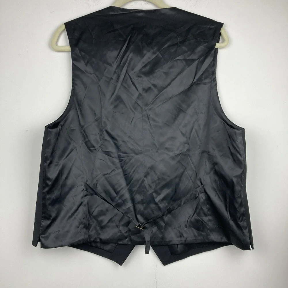 Calvin Klein Men's Black Slim Fit Wool Blend Tuxedo Suit Vest Size Large